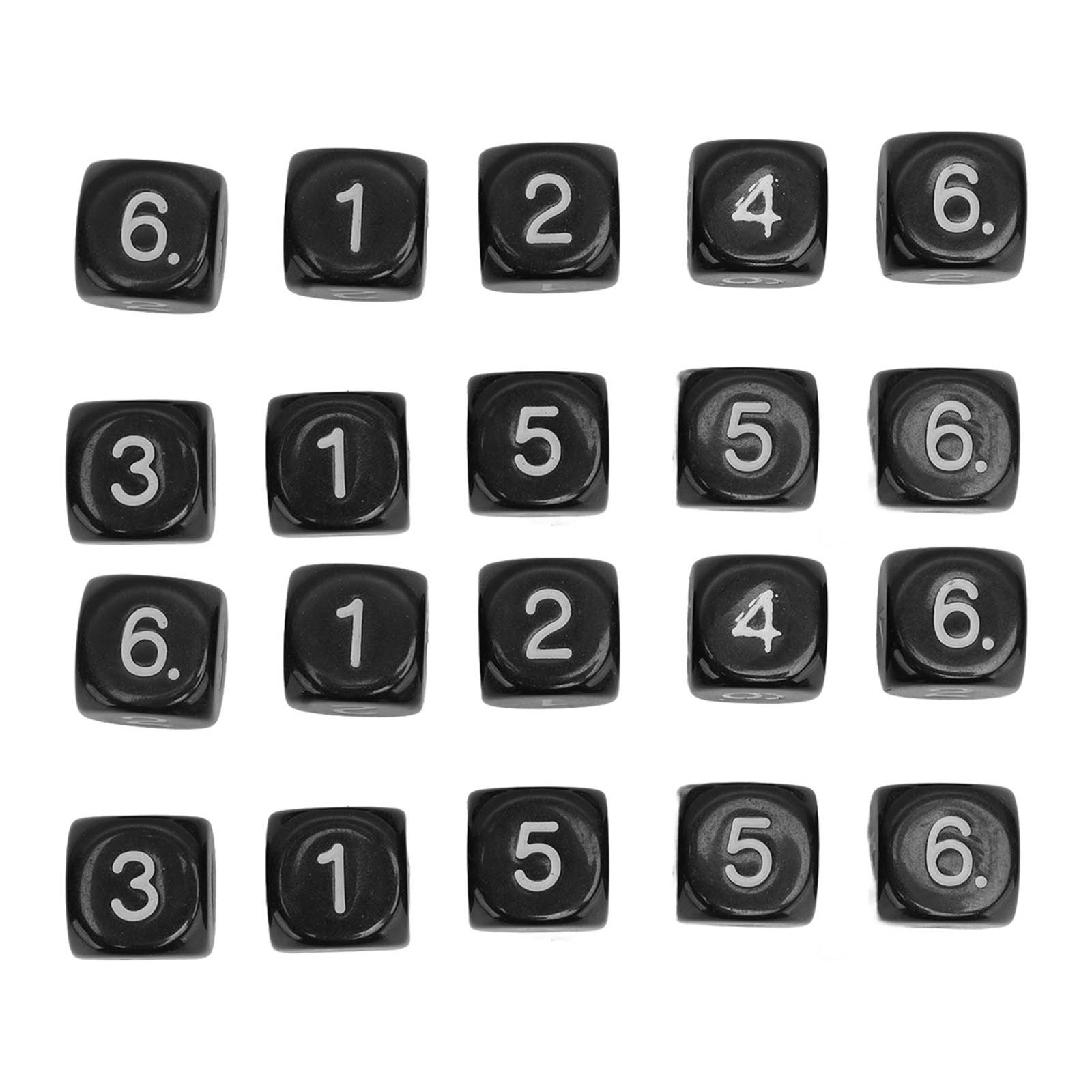 20PCS 6 Sided Number Dice Plastic 16mm Round Corner Polyhedral Dice Set For Nume