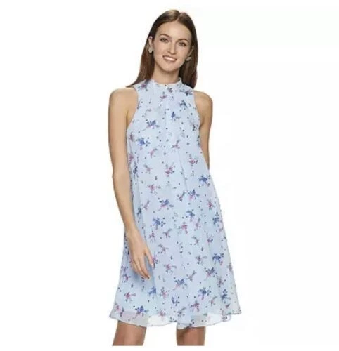 VETEMENTS Abito Elle S blu bianco rosa foro chiave cravatta schiena collo alto senza maniche estivo