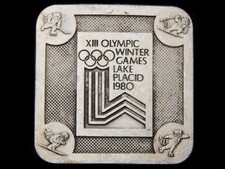 II15114 VINTAGE  1980 OLYMPIC WINTER GAMES - LAKE PLACID  BELT BUCKLE