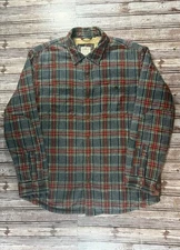 L.L. Bean Sherpa Fleece Lined Flannel Jac Shirt jacket sz L color Plaid grey red