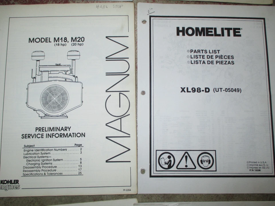 LOTE DE 12 MANUALES HOMELITE KOHLER KUBOTA SIMPLICY WISCONSIN BRIGGS & STRATTON Foto 4 de 4