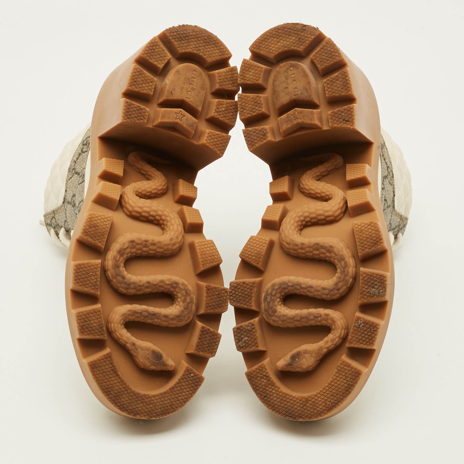 Gucci Size 37 CreamBrown Canvas and Leather Ankle Length Boots thumbnail 6