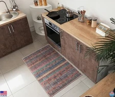 Machine Washable 2x3 Entry Rug, Non-Slip Backing, Vintage, Easy Clean, Durable