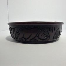 African Carved Wood Bowl Elephant/Rhino Matching Napkin Rings