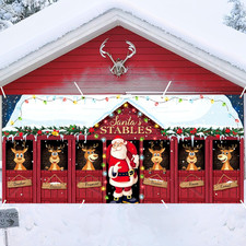 16 x 7 Ft Magnetic Christmas Garage Door Banner Decoration with Santa Claus