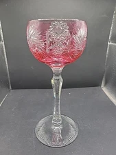  AJKA Crystal "ALBRACCA" Lead Crystal Cranberry  Wine Glass, 7.5", 6oz