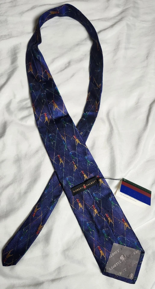 Corbata azul Robert Talbott cosida a mano seda a cuadros jugador de golf hecha en EE. UU. USGA Foto 2 de 4