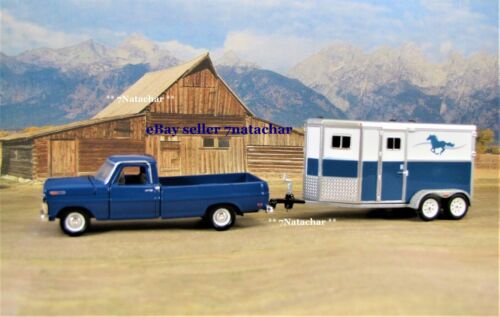 Camión Ford F100 1969 remolque para 2 caballos granja rancho equino granero modelo conjunto escala 1/64 - Imagen 6 de 12