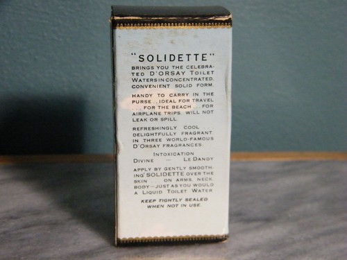Vintage 1947 RARO e nuovo con scatola! Solidette NOS D'orsay Divine 1,5 oz. Eau de Toilette - Foto 8 di 12