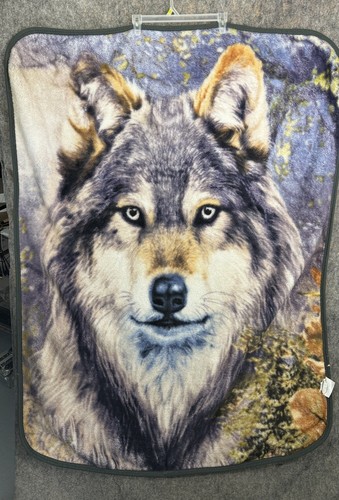 Northwest Fleece Blanket Wolf Cabin Decor Wilderness Rustic Throw Wolf Variant 2 - Picture 5 of 5