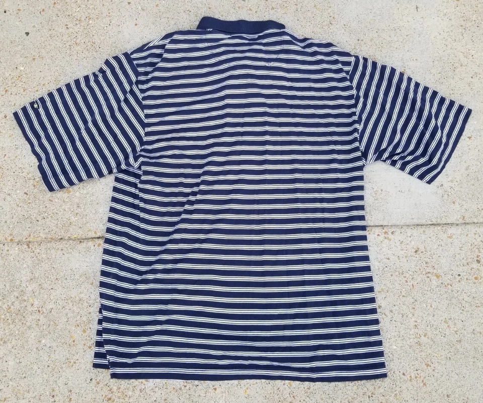 Polo Ecuestre Vintage Cuña Para Hombres Golf Rugby Azul Blanco Talla XL Foto 3 de 4