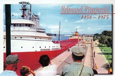 Edmund Fitzgerald Great Lakes Carrier, Sault Ste. Marie Michigan - Ship Postcard