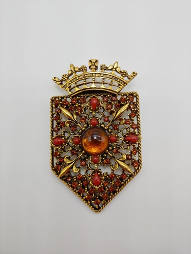 Art Arthur Pepper Heraldic Shield Brooch Bergere Earrings Necklace Vintage lot - Picture 5 of 10