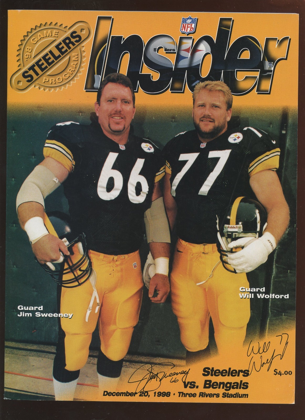 December 20 1998 NFL Program Cincinnati Bengals at Pittsburgh Steelers ...