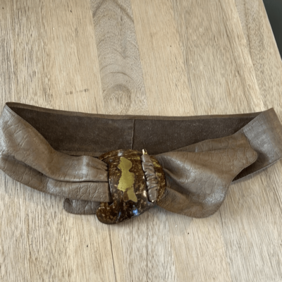 Fabulous vintage leather coconut shell wide belt 80s 90s | eBay display picture 3