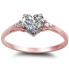 Rose Gold Plated Cubic Zirconia Heart .925 Sterling Silver Ring 16679