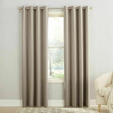 Sun Zero Grant 84 x 54" Room Darkening Grommet Window Curtain Panel, Stone Beige