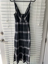 Urban Outfitters Check Print Black Midi Size S Adjustable Spaghetti Straps
