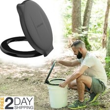 5 Gallon Bucket Toilet Seat w/ Lid Travel Outdoor Camping Hiking Snap On Black