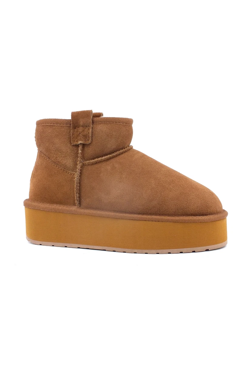 Emu Fot Flatform Micro Ankle Boot Hair Woman Chestnut W13073