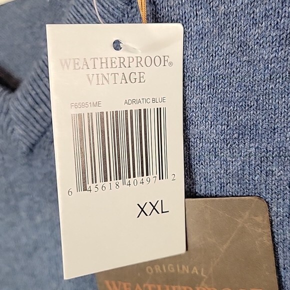 Weatherproof Vintage Mens V-Neck Cashmere Blend Sweater blue size