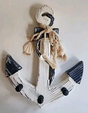 Nautical Decorative Anchor w/ Rope & Shells Rustic Hat Rack Beach Décor 13"