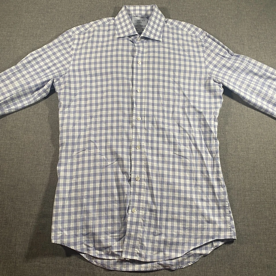 Lote de 2 camisas de vestir Ledbury a cuadros con botones para hombre talla 16 a cuadros calce ajustado Foto 2 de 4