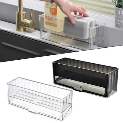 Platzsparendes Küchenspüle Organizer Rack mit Schwammhalter und Abtropfschale
