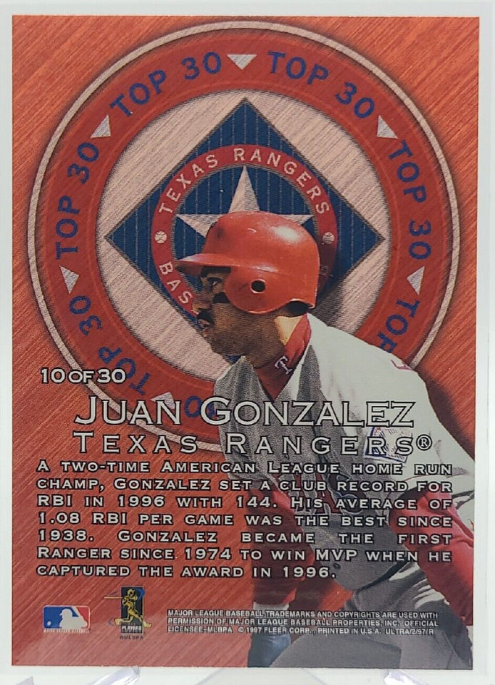 Feuillet Souvenir Texas Rangers – 25e Anniversaire 1997 – Ivan Rodriguez – SGA