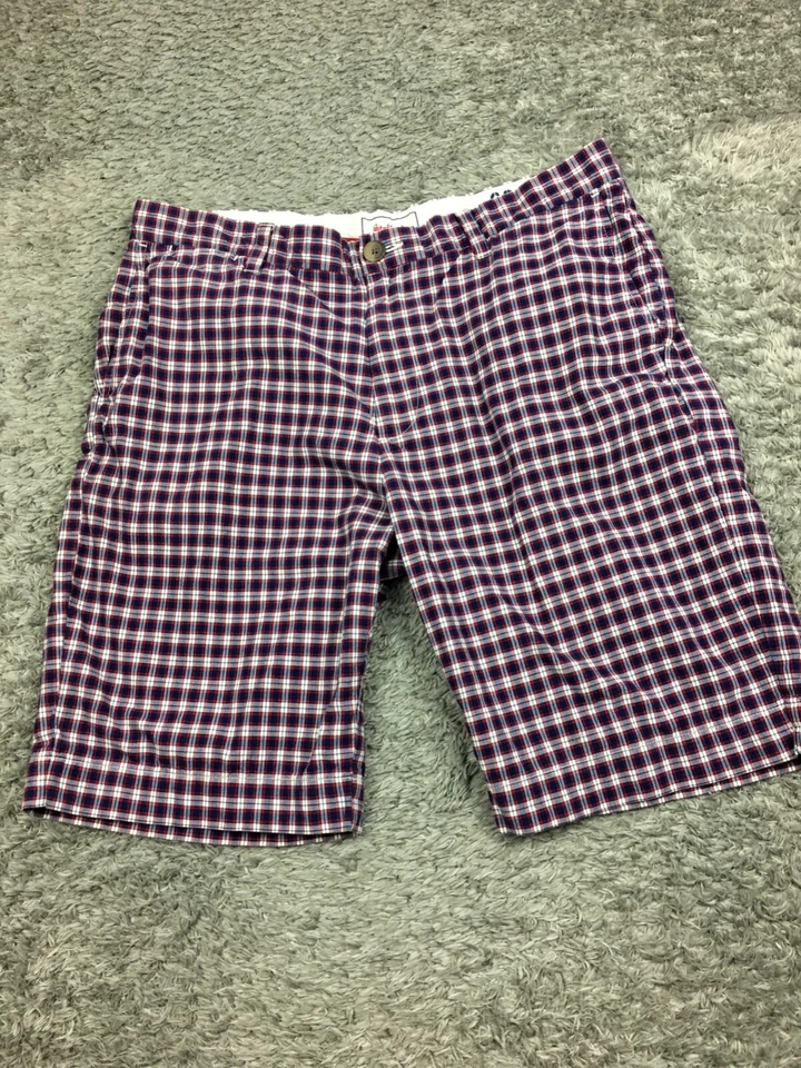 Stafford Prep Chino Shorts Mens Size 36 Blue Red Plaid - Image 3 of 4