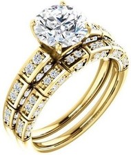 1.40 ct total Round Diamond Engagement Wedding 14k Yellow Gold Ring G color SI1