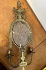 Antique Vintage Brass Pagoda MIRROR WALL SCONCE candle holder Chinoiserie — photo 6