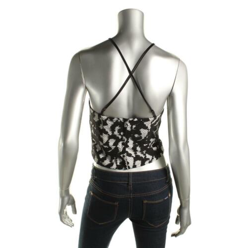 👚🏖 Bardot Black White Lace Deep V-Neck Criss Cross Sexy Crop Top ~ M/8 M3020🛍 - Picture 5 of 12