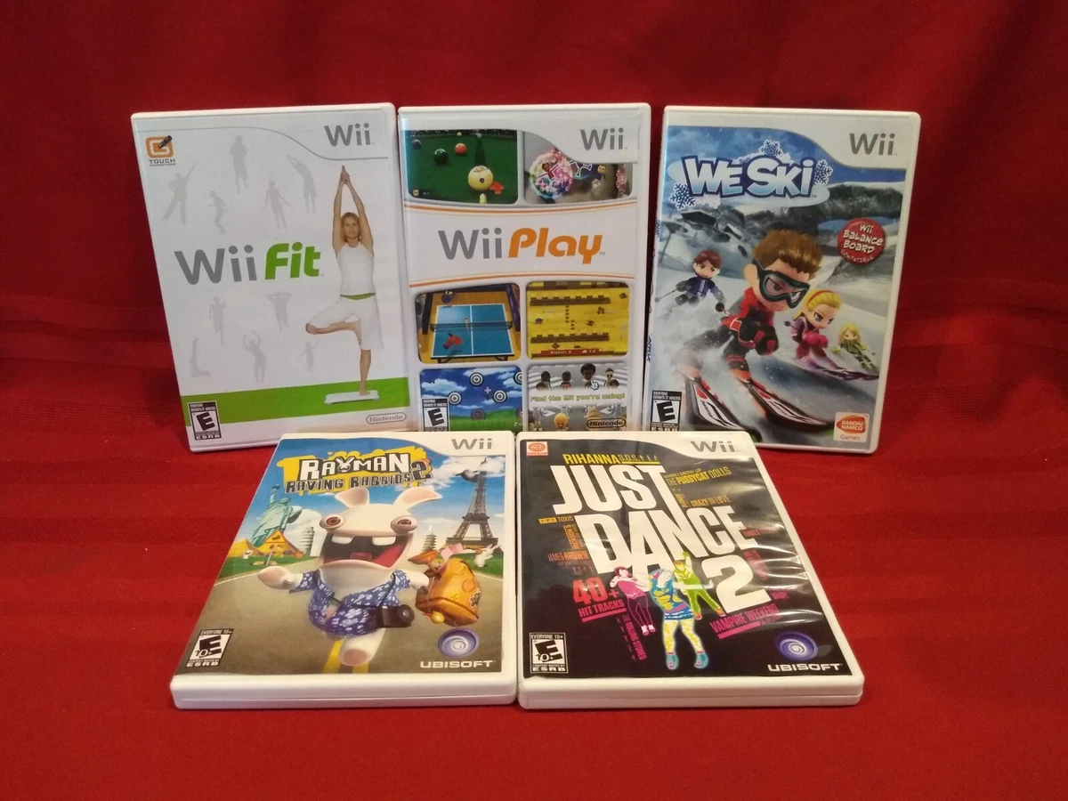5 Nintendo Wii Game Bundle Wii Play Fit Ski Just Dance 2