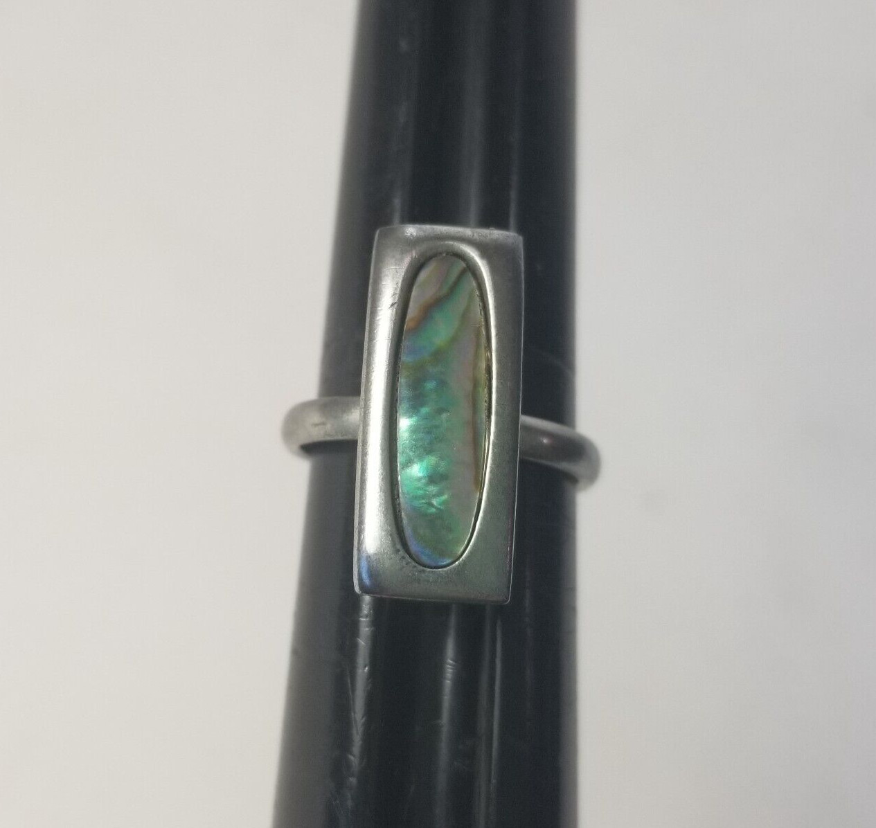 Fire Opal Silver Tone Adjustable Ring Rectangle B… - image 1