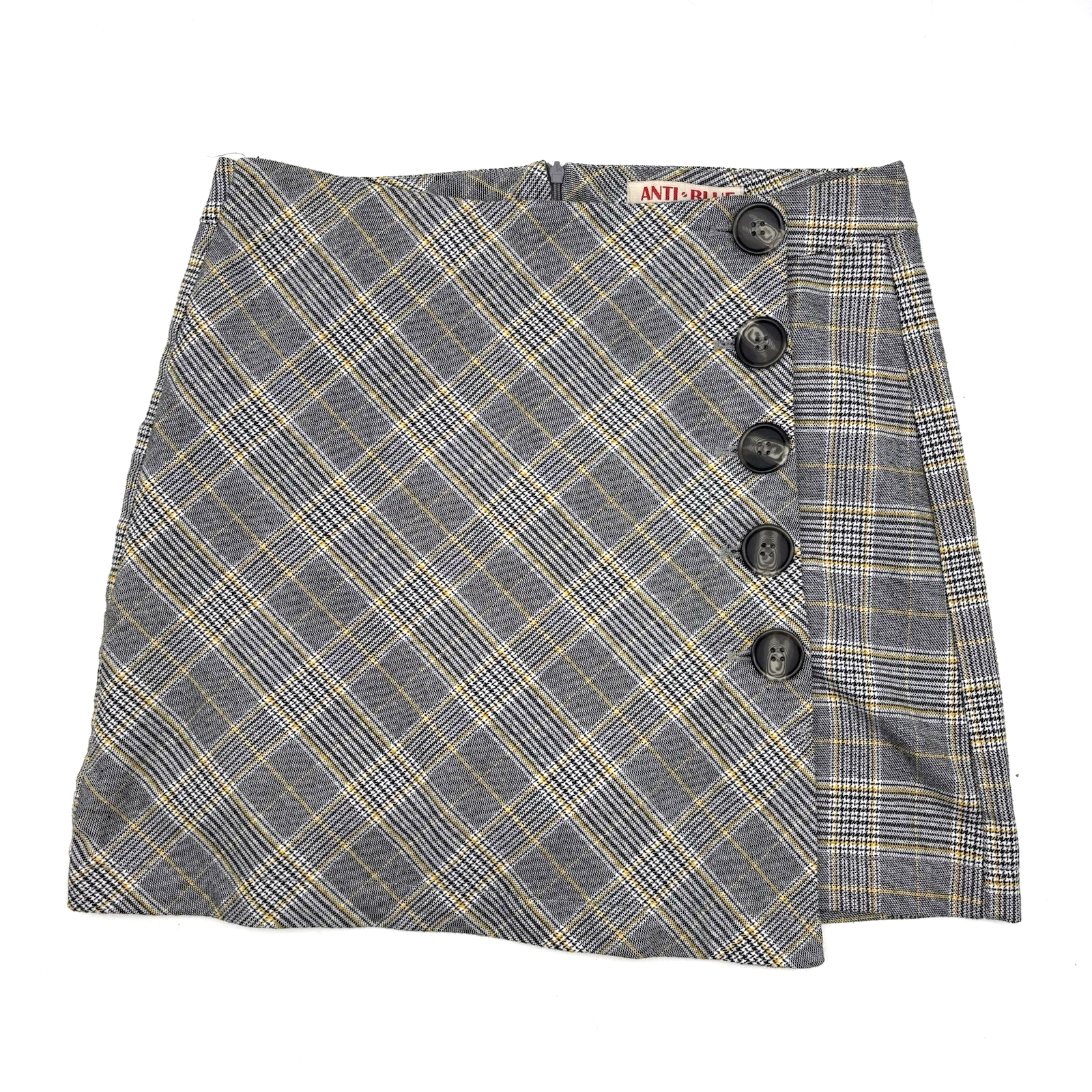 Vintage Y2K Blue Spice Gray Plaid Mini Skirt Jr Size 5 28x15 Anti-Blue
