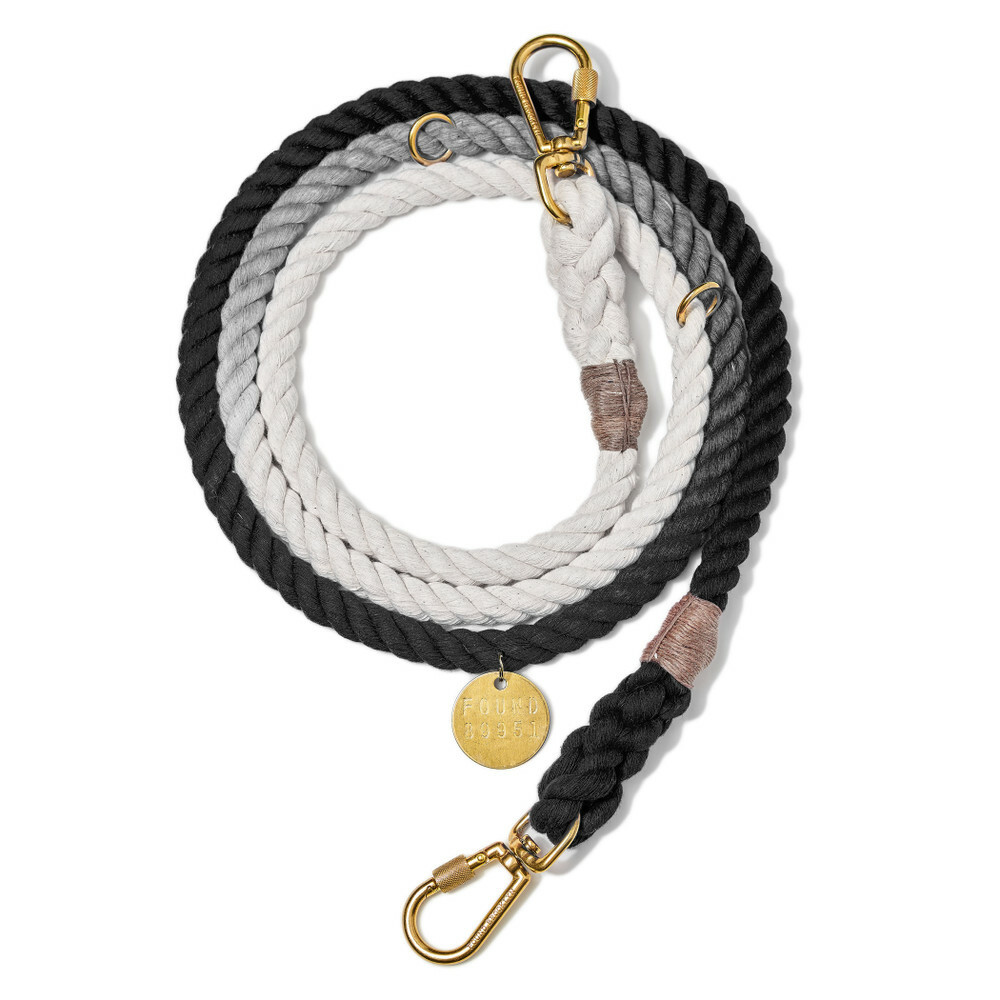 しつけ用品 FOUND MY ANIMAL BLACK ROPE DOG LEASH Black Rope Dog Leash, Adjustable & Durable - Found My Animal