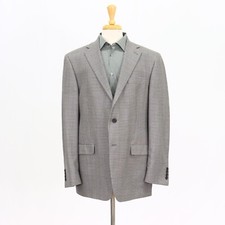 Hart Schaffner Marx Bespoke 44R Gray Sport Coat Blazer Jacket Check 2B Silk