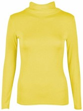 LADIES WOMENS  POLO NECK ROLL NECK TURTLE NECK PLAIN JUMPER TOP LONG SLEEVE 8-26