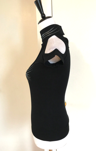 Top Lip Service Millennium Moon Goth Punk Cyber Tribal Hatler Negro XS - Imagen 3 de 6
