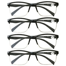 4 Pack Men Women Square Half Frame Classic Reading Glasses Spring Hinge Readers