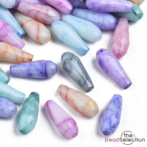 10 GLAS TROPFEN ANHÄNGER FACETTIERT KNISTERN MARMORIERTE PERLEN 15 mm SCHMUCKHERSTELLUNG GLS149 - Bild 2 von 8