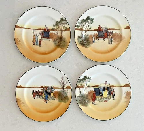 Set of 4 Salad Plate Coaching Days (Smooth, Bone) by Royal Doulton