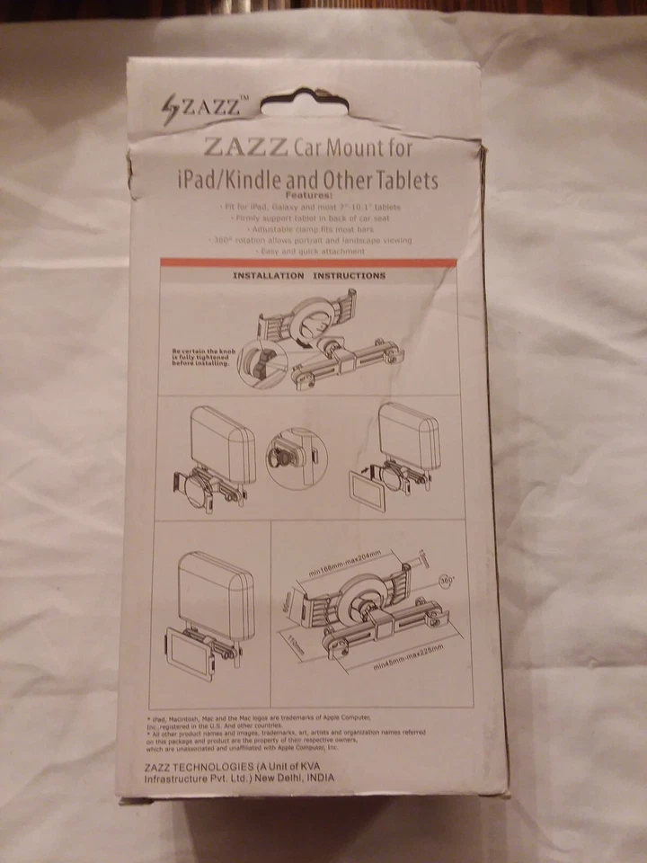 Zazz 360° Car mount Headrest Stand for Tablet iPhone Samsung Smartphone iPad New - Image 2 of 3