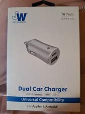 NEW Just Wireless 3.4A Dual Port USB-A and USB-C Car Charger - Gray