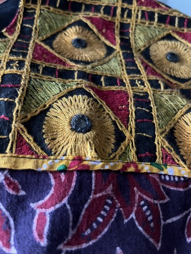 Vintage Kisura Cotton Handmade Indian Jacket Shisha Embroidered L/XL - Picture 11 of 15