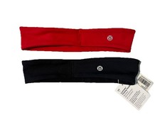 Lululemon Lot Of 2 Luxtreme Training Headband BLACK  RED NEW One Size