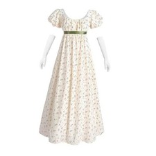 Regency Dresses for Women Floral Regency Era Dress Empire Waist X-Large Yellow
