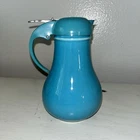 Vtg Fiesta Fiestaware Turquoise Syrup Pitcher Dripcut Lid Excellent