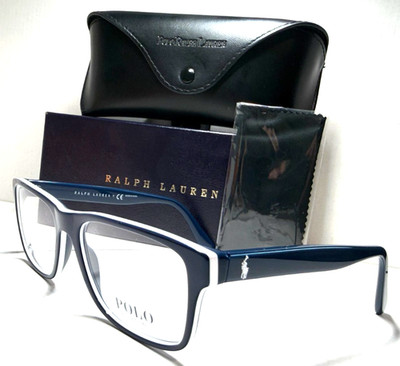 POLO RALPH LAUREN PH 2223 5991 SHINY BLUE /WHITE TRIM AUTHENTIC EYEGLASSES 54-17